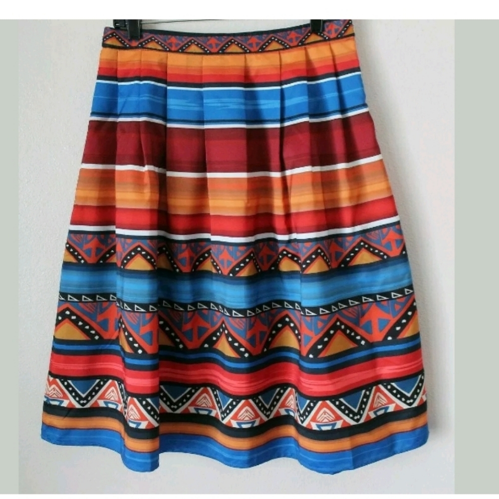 Jealous Tomato Boho Full A Line Below Knee Aztec P